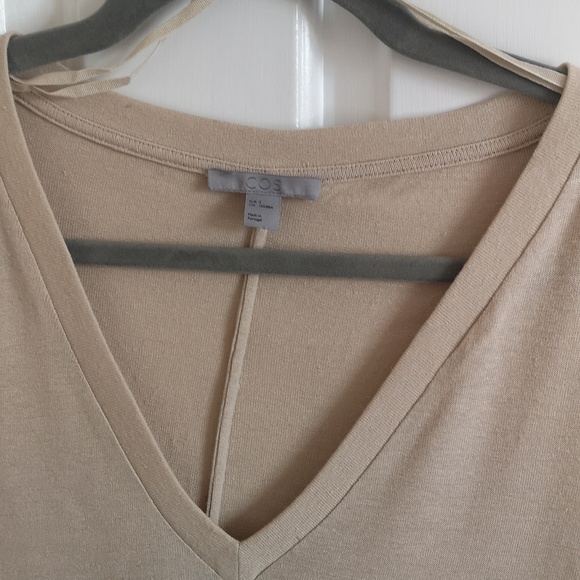 Cos Beige Linen Blend Tshirt, Size S - Picture 3 of 8